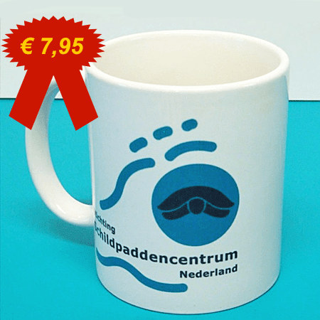 Mok met logo van het Schildpaddencentrum